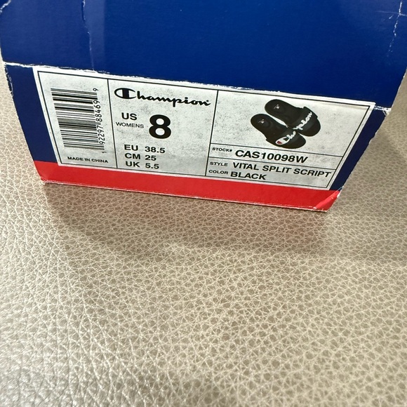 Champion Mega Slide Womens Slip On Sandals Black Split Script Size 8 NWT - Picture 7 of 8